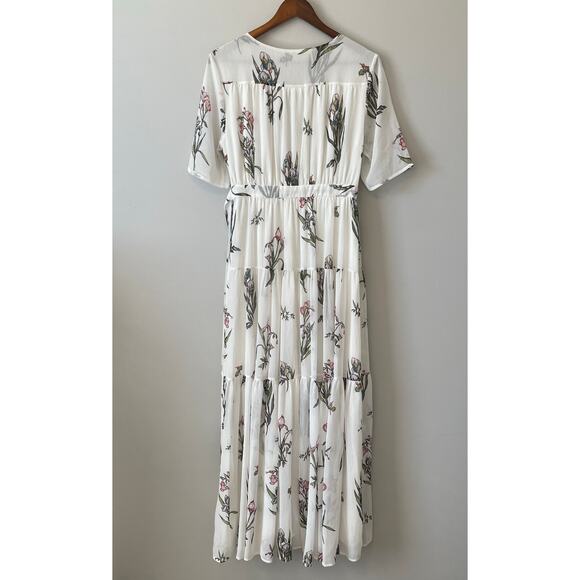 Roller Rabbit Condesa Bouquet Gertrude white floral maxi wrap dress Sz M - Picture 6 of 16